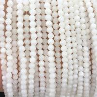 Weiße Porzellan Perlen, Muschelkern, rund, poliert, DIY & verschiedene Größen vorhanden, weiß, Länge:ca. 15 ZollInch, verkauft von Strang