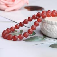 Natural Red Agate Beads, Round, DIY & gold accent & frosted, red Approx 15.35 Inch 