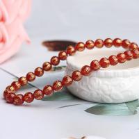 Natural Red Agate Beads, Round, DIY & gold accent, red Approx 15.35 Inch 