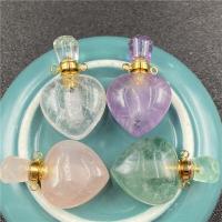 Natural Stone Perfume Bottle Pendant, with Stainless Steel, Heart, gold color plated & Unisex 