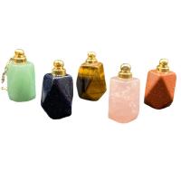 Piedra natural Colgante de botella de perfume, con acero inoxidable, Polígono, chapado, diferentes materiales para la opción & unisexo, más colores para la opción, 33mm, Vendido por UD