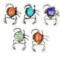 Gemstone Zinc Alloy Pendants, with Natural Stone & Abalone Shell, Scorpion, antique silver color plated & Unisex & can be used as brooch or pendant 