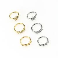 Stainless Steel Nose Piercing Jewelry, plated, with rhinestone 8mm 