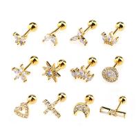 Cubic Zirconia Micro Pave Brass Earring, plated, micro pave cubic zirconia 6mm 