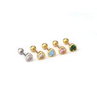 Stainless Steel Cubic Zirconia Stud Earring, plated, fashion jewelry & micro pave cubic zirconia 
