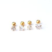Stainless Steel Ear Piercing Jewelry, plated, fashion jewelry & micro pave cubic zirconia 3-5mm 