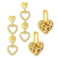 Huggie Hoop Drop Earring, Brass, gold color plated & micro pave cubic zirconia, golden 