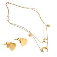 Fashion Stainless Steel Jewelry Sets, Stud Earring & necklace, gold color plated, for woman Approx 17.72 Inch 