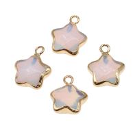 Sea Opal Pendants, Brass, with Sea Opal, Star, mixed colors 