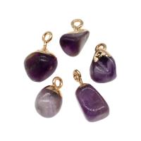 Amethyst Pendant February Birthstone , Brass, with Amethyst, irregular, purple 