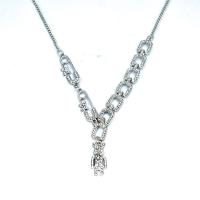Titan Schmuck Halskette, Titanstahl, Bär, plattiert, für Frau & mit Strass, Silberfarbe, 25mm, Länge:40 cm, verkauft von PC