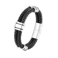 Cowhide Bracelets, with Titanium Steel, plated & Unisex 