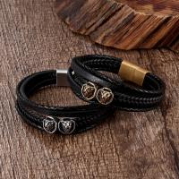 Cowhide Bracelets, with Titanium Steel, plated, multilayer & Unisex 