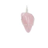 Rose Quartz Necklace, with Iron, irregular, platinum color plated, Unisex, pink, 25-30mmx40-45mm Approx 14.96 Inch 
