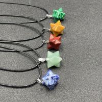 Gemstone Necklaces, Natural Stone, with leather cord & Unisex 14mm Approx 17.72 Inch 