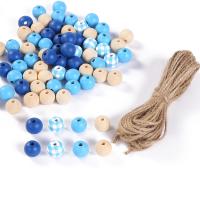 Printing Wood Beads, with Linen, stoving varnish, DIY 