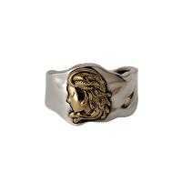 Brass Cuff Finger Ring, plated, fashion jewelry, silver color, 16.8mm 