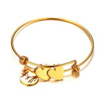 Stainless Steel Cuff Bangle, gold color plated, Adjustable & polished & for woman Approx 7.28 Inch 