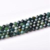 Perles en pierre d'agate mousse naturelle, Surface de coupe de l'étoile & DIY, couleurs mélangées, 8mm cm, Vendu par brin