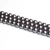 Muschelkern Perle, rund, DIY, grau, Länge:38 cm, verkauft von Strang