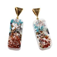 Joyas de piedras preciosas colgante, metal, con Piedras preciosas & resina, Cuadrado, color mixto, 45x18x2mm, Vendido por UD