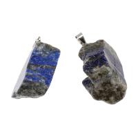 Natural Lapis Lazuli Pendants, Brass, with Lapis Lazuli, blue 