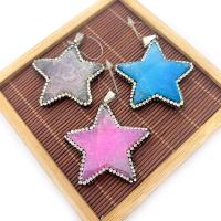 Mixed Agate Pendants, with Rhinestone Clay Pave, Star, Unisex 