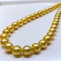 Akoya Cultured Pearls Necklace, for woman, golden, 9-12mm Approx 15.75 Inch 