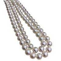 perles Akoya cultivées collier, Rond, pour femme, blanc, 8-9mm Environ 15.75 pouce, Vendu par PC
