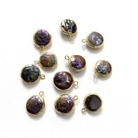 Freshwater Pearl Pendants, with Zinc Alloy, Round, gold color plated, DIY, mixed colors 