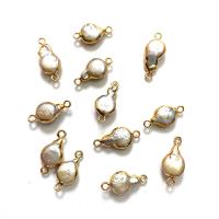Freshwater Pearl Connector, with Zinc Alloy, gold color plated, DIY, 10x20- 