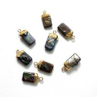 Freshwater Pearl Pendants, with Zinc Alloy, Rectangle, gold color plated, DIY 
