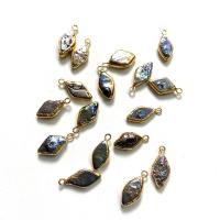 Freshwater Pearl Pendants, with Zinc Alloy, Rhombus, gold color plated, DIY 