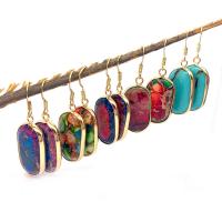 Impression Jasper Drop Earring, with Brass, gold color plated, fashion jewelry 