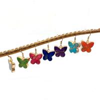 Царский джаспер Сережка, с Латунь, бабочка, плакирован золотом, ювелирные изделия моды, Много цветов для выбора продается Пара