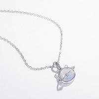 Sterling Silver Jewelry Necklace, 925 Sterling Silver, with Gemstone, platinum color plated, for woman Approx 15.74 Inch 