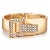 Rhinestone Zinc Alloy Bangle, gold color plated, for woman & with rhinestone 