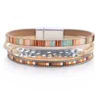 PU Leather Cord Bracelets, with Zinc Alloy, multilayer & for woman 