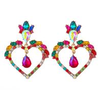 Zinc Alloy Rhinestone Drop Earring, gold color plated, for woman & with rhinestone & hollow 