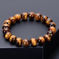 Tiger Eye Stone Bracelets, Round, handmade, Unisex Approx 6.6-8.2 Inch 