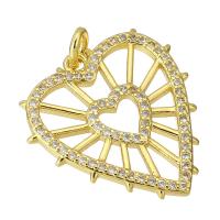 Cubic Zirconia Micro Pave Brass Pendant, Heart, gold color plated, fashion jewelry & DIY & micro pave cubic zirconia & for woman, golden Approx 3mm 