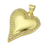 Cubic Zirconia Micro Pave Brass Pendant, Heart, gold color plated, fashion jewelry & DIY & micro pave cubic zirconia & for woman, golden Approx 4mm 