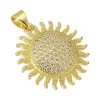 Cubic Zirconia Micro Pave Brass Pendant, Sunflower, gold color plated, fashion jewelry & DIY & micro pave cubic zirconia & for woman, golden Approx 4mm 