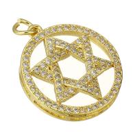 Befestigter Zirkonia Messing Anhänger, Hexagram, goldfarben plattiert, Modeschmuck & DIY & Micro pave Zirkonia & für Frau, goldfarben, 19x21x4mm, Bohrung:ca. 3mm, verkauft von PC