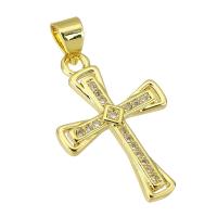 Cubic Zirconia Micro Pave Brass Pendant, Cross, gold color plated, fashion jewelry & DIY & micro pave cubic zirconia & for woman, golden Approx 4mm 