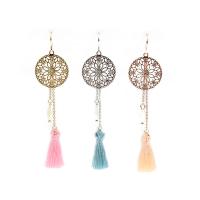 Fashion Tassel Earring, Brass, with Shell Pearl, brass earring hook, plated, for woman 76mm 