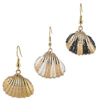 Seashell Earrings, Shell, with Brass, brass earring hook, gold color plated, for woman 