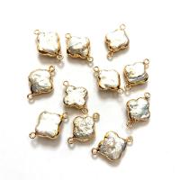 Freshwater Pearl Connector, with Zinc Alloy, gold color plated, DIY white  