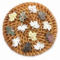 Natural Freshwater Shell Pendants, Maple Leaf, Carved, DIY 
