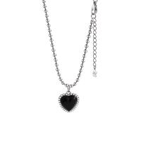 Titanium Steel Jewelry Necklace, with Plastic, Heart, for woman, original color, 15mm Approx 17.72 Inch 